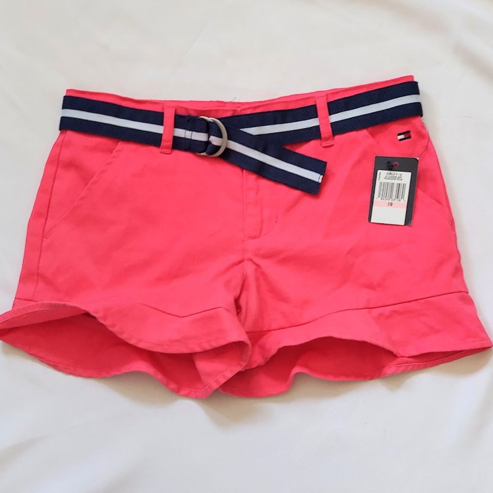 Tommy Hilfiger Belted Ruffled Shorts Paradise Pink Girls Size 10 NWT